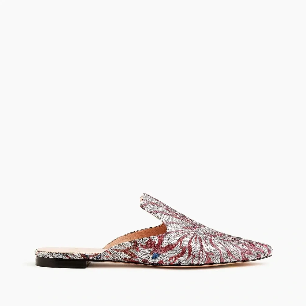 NIB J.Crew Pointed-Toe Slides in Metallic Jacquard - Picture 3 of 3